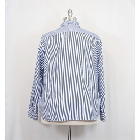 Ralph Lauren Blouse Blue White Stripe Cotton Top Non Iron Women's Size 2X - Picture 5 of 7